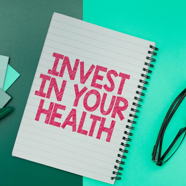 Konzeptionelle Ausstellung Invest Your Health Word Live Healthy Lifestyle Qualitätsnahrung — Stockfoto