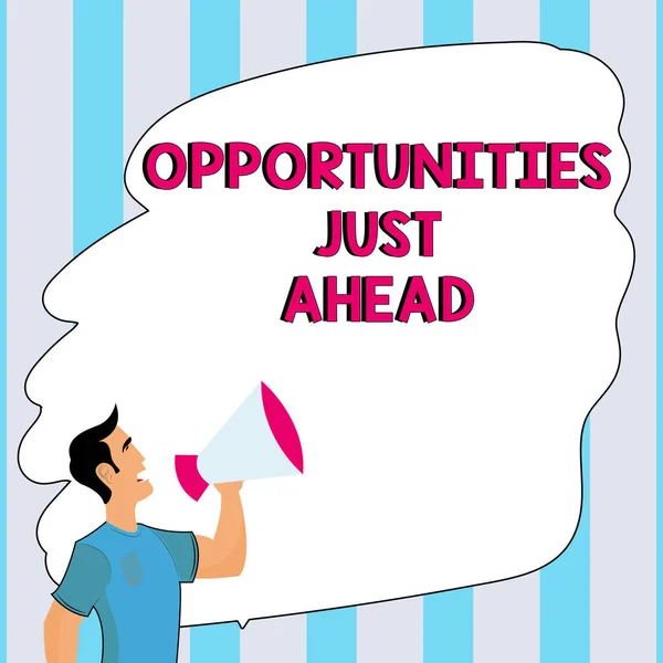 Inspiration Die Zeichen Zeigt Opportunities Just Ahead Konzeptionelle Fotoserie Von — Stockfoto