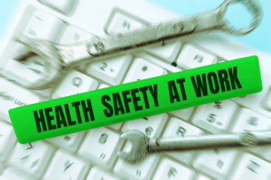 Handwriting text Health And Safety At Work, Business showcase Secure procedures prevent accidents avoid danger