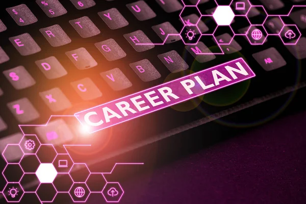 Sign Displaying Career Plan Word Written Ongoing Process You Explore — Foto de Stock