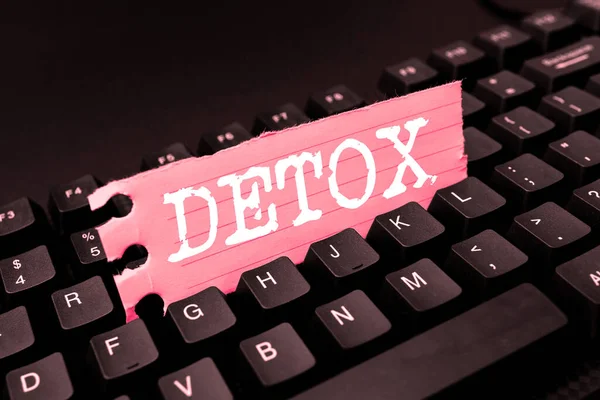 Sinal Exibindo Detox Business Showcase Momento Para Dieta Nutrição Saúde — Fotografia de Stock