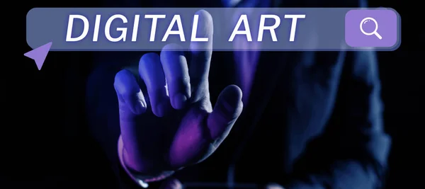 デジタルアートを示すテキストサイン コンピュータ技術によって特徴付けられるスキルと創造的な想像力のビジネスアプローチの使用 — ストック写真