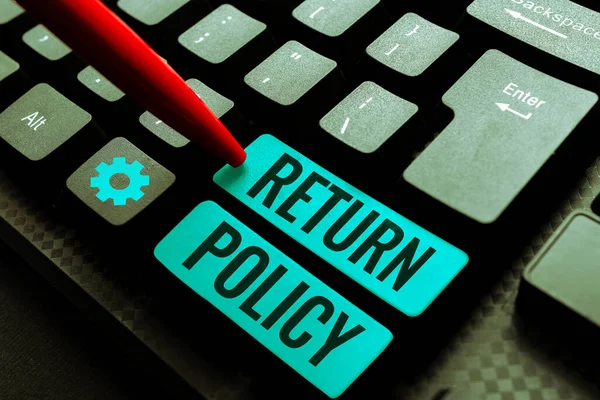 Zarejestruj Wyświetlając Politykę Zwrotu Pojęcie Oznaczające Zwrot Podatku Warunki Zakupu — Zdjęcie stockowe