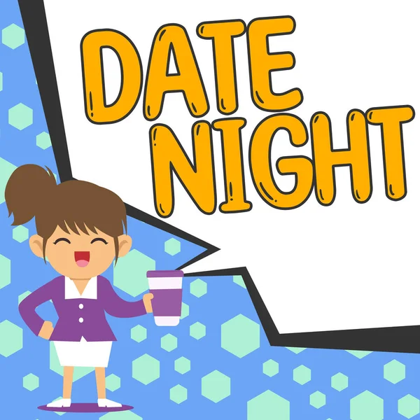Tekst Pokazujący Inspirację Data Night Conceptual Photo Time Couple Can — Zdjęcie stockowe
