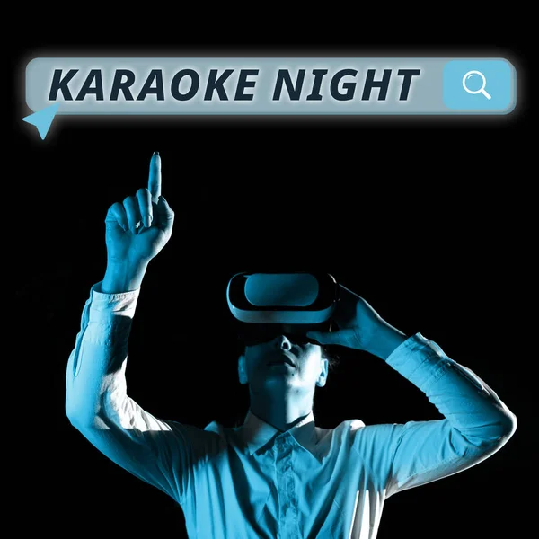 Текстовий Знак Показує Karaoke Night Word Entertainment Співаючи Разом Інструментальною — стокове фото