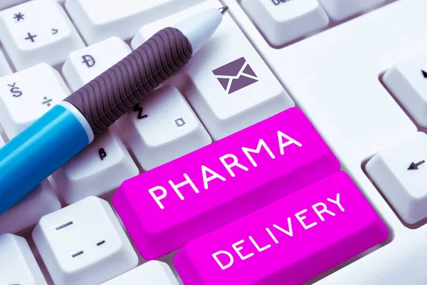 Text caption presenting Pharma Delivery, Business concept getting your prescriptions mailed to you directly from the pharmacy