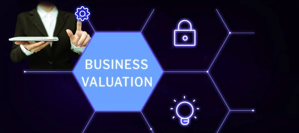 Conceptual Display Business Valuation Business Approach Determining Economic Value Whole — Stock Photo, Image