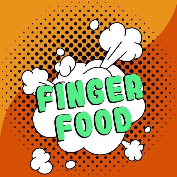 Signe Texte Montrant Finger Food Produits Approche Affaires Les Digestifs — Photo
