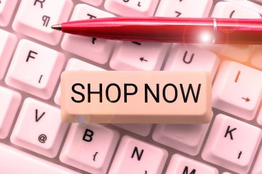 Shop Now 'u sunan metin başlığı, mağazalardan veya internetten mal satın almanın eylemi veya etkinliği anlamına geliyor