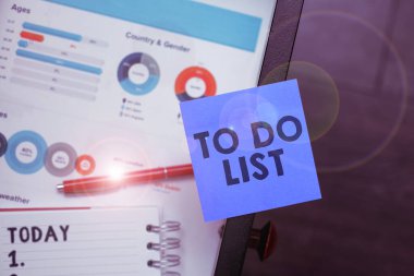 Yapılacaklar Listesi, İş yaklaşımı sunan metin başlığı genellikle görevinizi içeren kağıt üzerinde yapılmış bir yapıdır