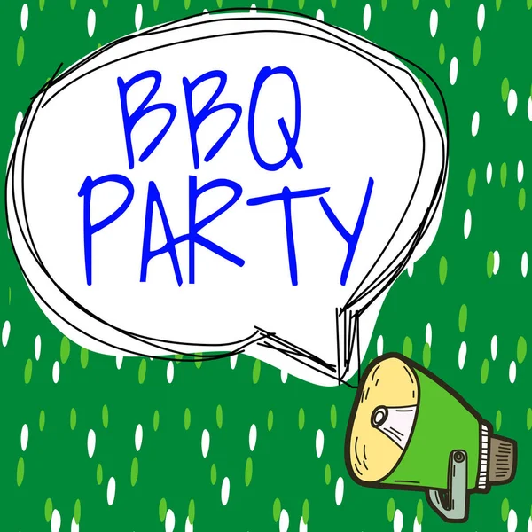 Sign Displaying Bbq Party Business Approach Usually Done Outdoors Smoking — Stock Photo, Image