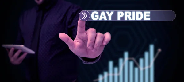 Text Sign Showing Gay Pride Business Idea Dignity Idividual Belongs —  Fotos de Stock