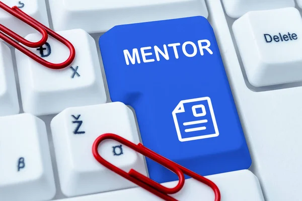 Εγγραφείτε Εμφανίζοντας Mentor Επιχειρηματική Ιδέα Συμβουλεύει Εκπαιδεύσει Κάποιον Ιδιαίτερα Νεότερο — Φωτογραφία Αρχείου