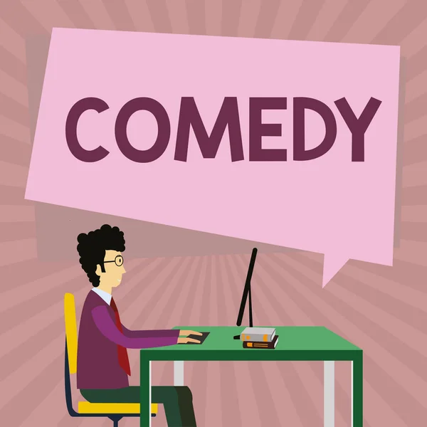 Escribir Mostrando Texto Comedia Idea Negocios Programa Divertido Humor Medio — Foto de Stock