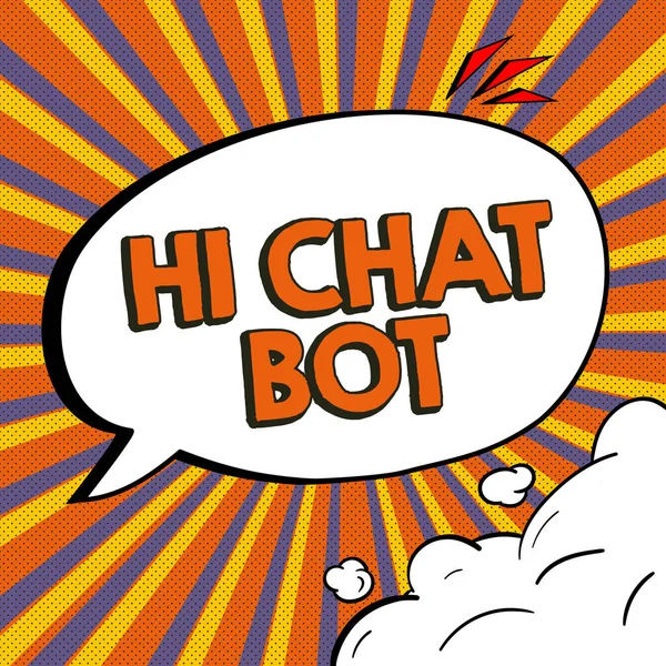 概念表示 Hichat Bot Businessアイデア送信されたメッセージに応答するロボットマシンへの挨拶 — ストック写真