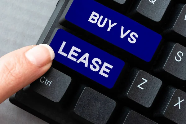 stock image Writing displaying text Buy Vs Lease, Internet Concept Own something versus borrow it Advantages Disadvantages