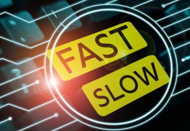 El yazısı metni Hızlı Yavaş, normal hızdan daha fazla veya daha az süratle ilerlemek için kelime