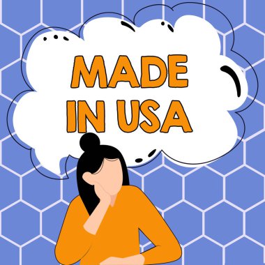Metin başlığı sunumu: Made in Usa, Word Writed on American brand Made Local product