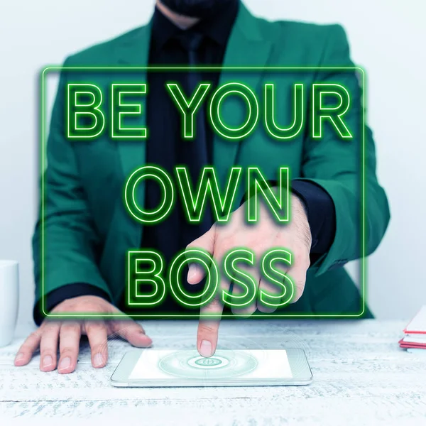 Znak Pisma Ręcznego Your Own Boss Business Showcase Przedsiębiorczość Start — Zdjęcie stockowe