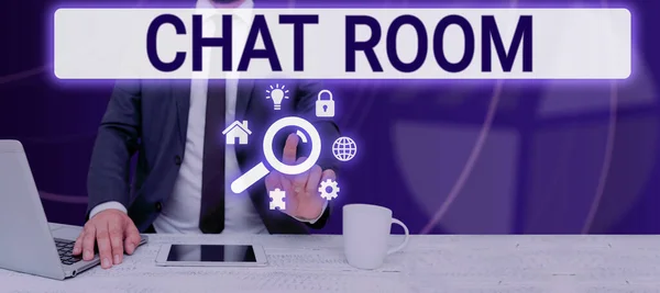Conceptual Display Chat Room Przegląd Biznesowy Obszaru Internecie Lub Sieci — Zdjęcie stockowe