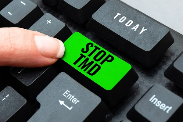 Legenda Texto Apresentando Stop Tmd Internet Concept Prevenir Distúrbio Problema — Fotografia de Stock