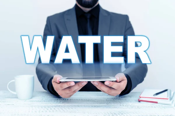 Tekenen Weergeven Water Business Vitrine Kleurloze Transparante Geurloze Vloeistof Die — Stockfoto