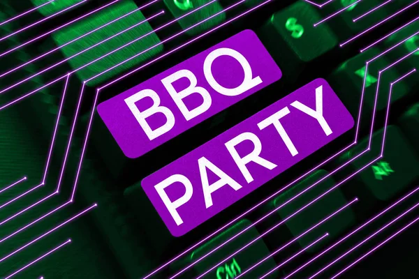 Writing Displaying Text Bbq Party Business Overview Usually Done Outdoors — Stockfoto