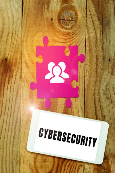 Handskrift Text Cybersäkerhet Word För Tillstånd Skydd Mot Olaglig Användning — Stockfoto