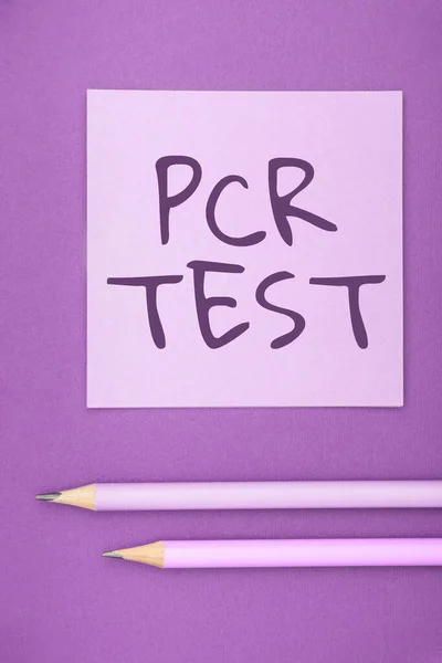 Text Bildtext Presenterar Pcr Test Affärsöversikt Kvalitativ Detektering Virusgenom Inom — Stockfoto