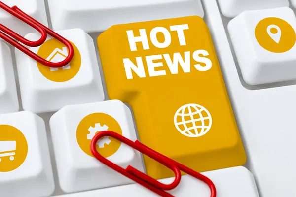 Conceptual Caption Hot News Business Idea Subject Experiences Surge Popularity — Stockfoto