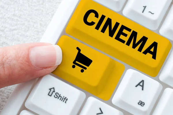 Text Sign Showing Cinema Concept Meaning Theater Movies Shown Public — Stock Photo, Image