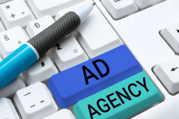 Writing displaying text Ad Agency, Business idea business dedicated to creating planning and handling advertising