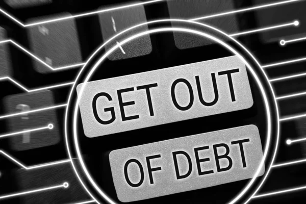 Znak Pisma Ręcznego Get Out Debt Word Prospect Being Paid — Zdjęcie stockowe