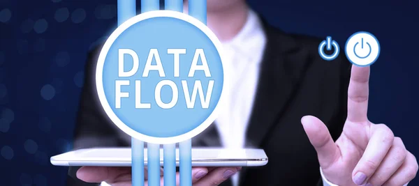 Segno Testo Che Mostra Data Flow Business Approccio Movimento Dei — Foto Stock