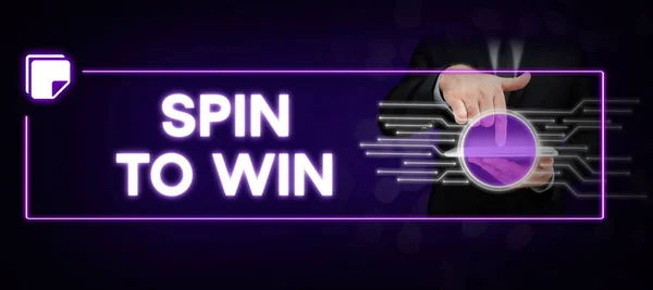 勝つためにスピンを提示するテキストキャプション コンセプトあなたの運を試してみてくださいフォーチュンカジノギャンブル宝くじゲームリスク — ストック写真