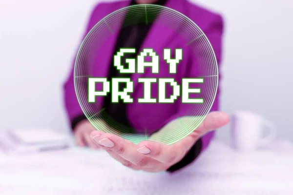 Writing Displaying Text Gay Pride Business Approach Dignity Idividual Belongs — Stock Photo, Image