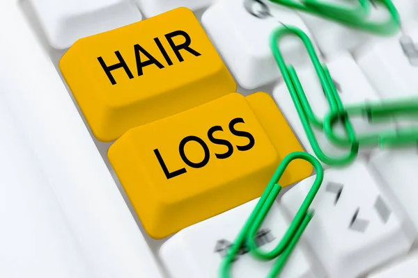 Bildunterschrift Haarausfall Begriff Für Den Verlust Menschlicher Haare Vom Kopf — Stockfoto