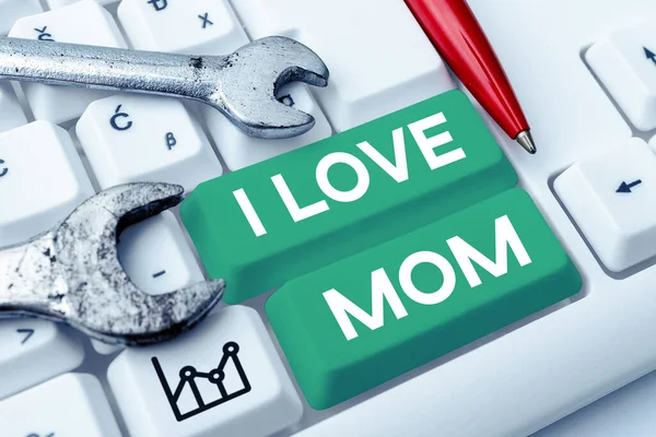 Legenda Texto Apresentando Amo Mãe Conceito Significado Bons Sentimentos Sobre — Fotografia de Stock