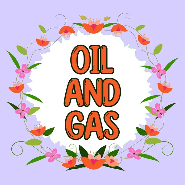 Segnaletica Oil Gas Business Idea Esplorazione Estrazione Raffinazione Commercializzazione Prodotti — Foto Stock