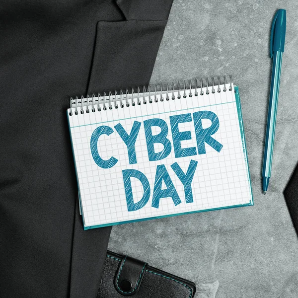 Skriva Visa Text Cyber Day Affärsidé Marknadsföring Term För Måndag — Stockfoto
