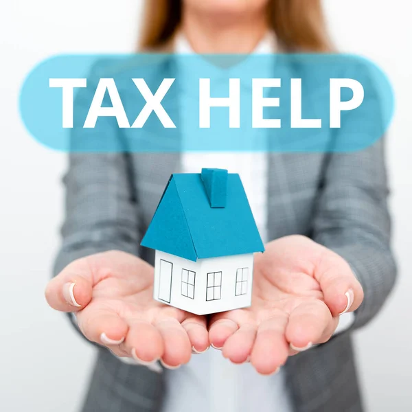 Sign Displaying Tax Help Internet Concept Assistance Compulsory Contribution State — Foto de Stock