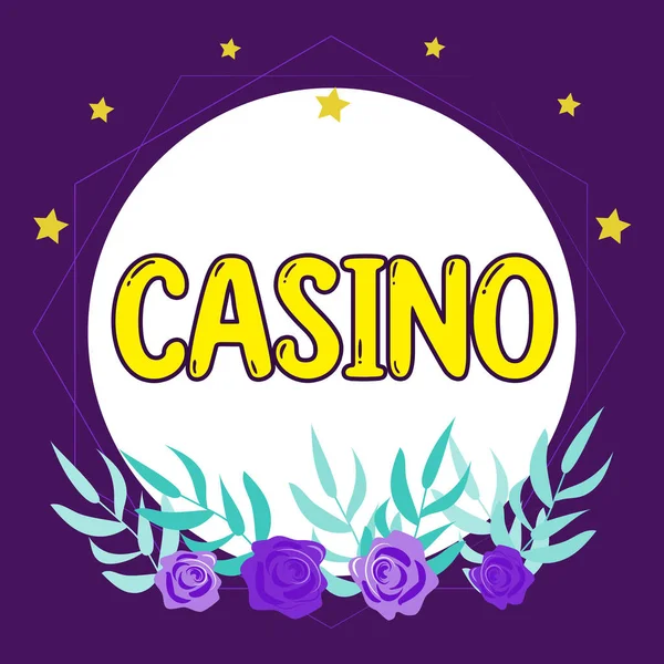 Señal Que Muestra Casino Visión General Negocios Edificio Donde Juegan — Foto de Stock