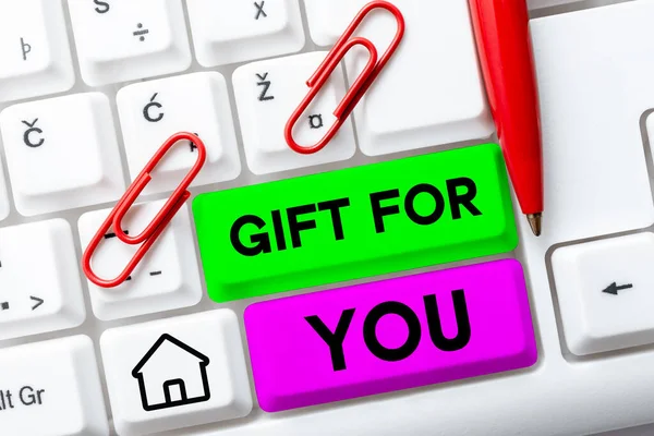 Handschrift Cadeau You Zakelijk Overzicht Een Geschenk Ontvangen Verrassing Speciale — Stockfoto