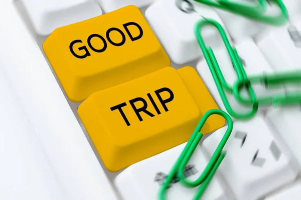 Writing Displaying Text Good Trip Business Concept Journey Voyage Run — Stock Photo, Image