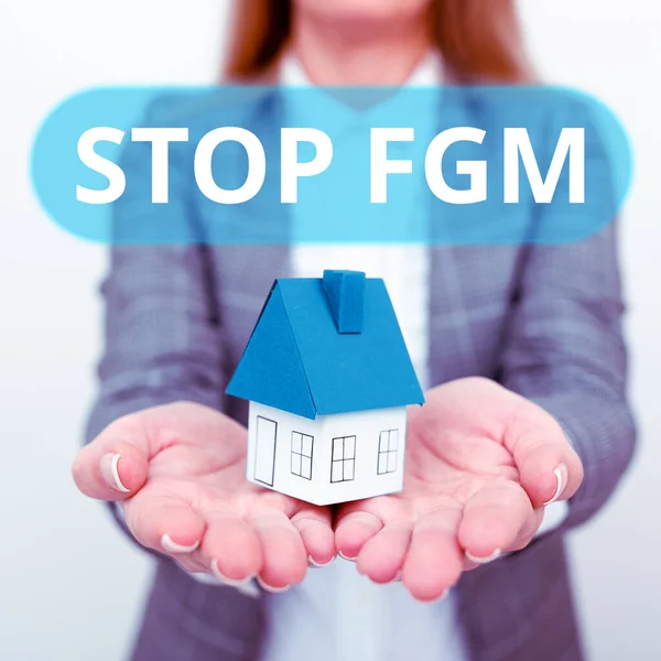 Writing displaying text Stop Fgm, Business showcase Put an end on female genital cutting and female circumcision