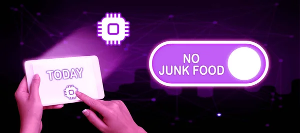 Text Zeigt Inspiration Junk Food Word Written Stop Eating Ungesund — Stockfoto