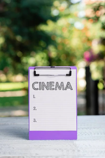 Text Caption Presenting Cinema Business Concept Theater Movies Shown Public — Stock Photo, Image