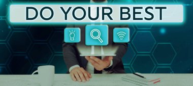 Metin başlığı sunar: Hedeflerinize ulaşmak için yüksek çaba sarf etmek için elinizden geleni yapın, internet kavramını destekleyin