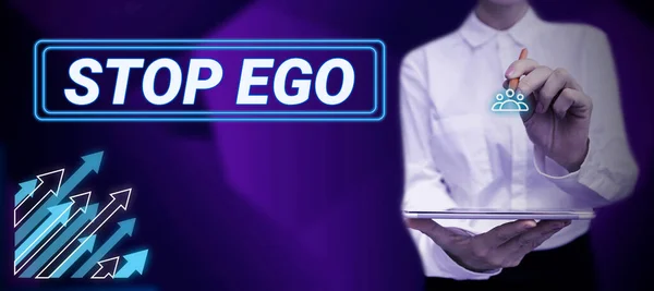 Legenda Texto Apresentando Stop Ego Foto Conceitual Controle Sua Obsessão — Fotografia de Stock
