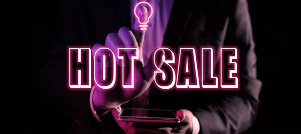 Conceptuele Weergave Hot Sale Zakelijk Overzicht Zet Producten Hoge Korting — Stockfoto